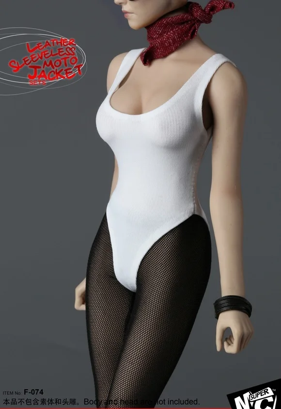 Supermctoys F-074 1/6th женский кожаный без рукавов байкерская куртка комплекты для детей возрастом от 12 дюймов Phicen Jiaoudoll Коллекционные фигурки "сделай сам"