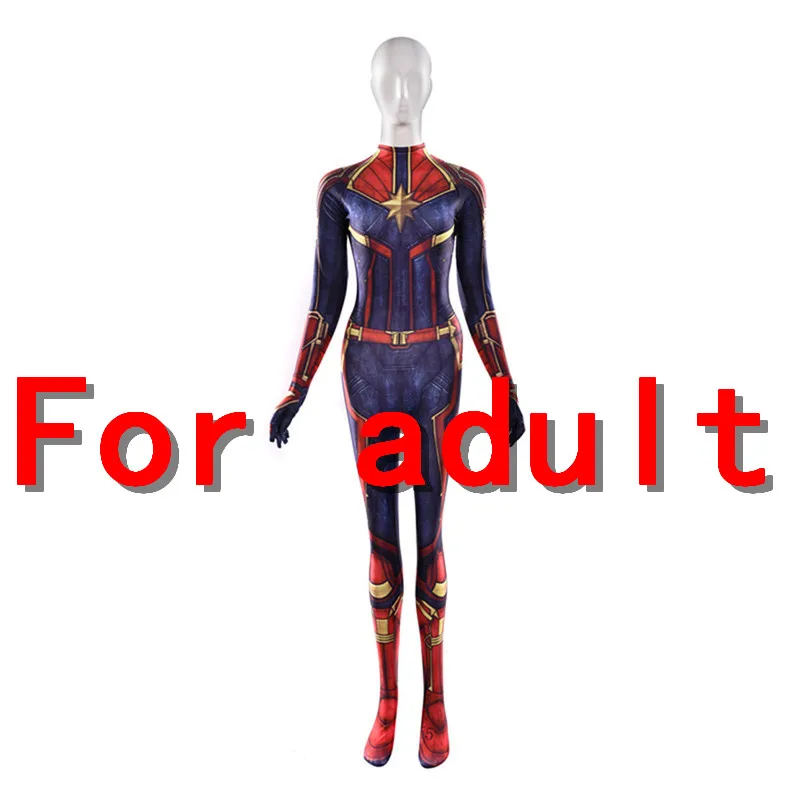 Карнавальный костюм капитана Марвел для взрослых и детей, костюм супергероя «зентай», костюм для Хэллоуина для женщин - Цвет: For adult