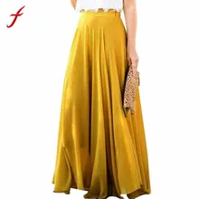 Feitong повседневная юбка в складку Женская однотонная шифоновая длинная юбка высокая тонкая талия летняя уличная одежда faldas mujer