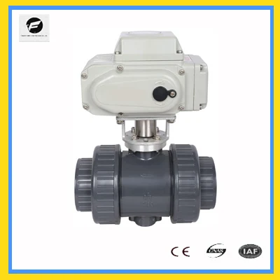 CTB-005 50nm AC220v 5 провод 6 провод DN50NPT 60,3 мм НПВХ резьбовой клей двойное соединение Электрический шаровой клапан НПВХ для орошения воды
