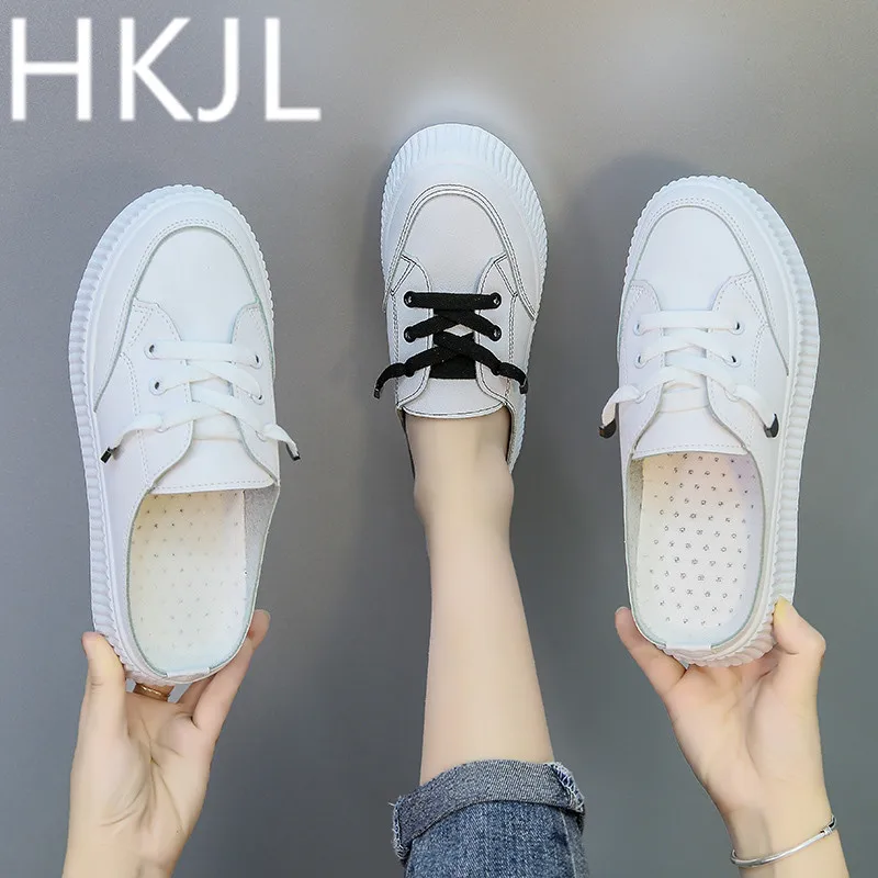 

HKJL Black slipper women's shoes outside wear 2019 new summer fashion versatile lazy little white baotou half drag single shoes