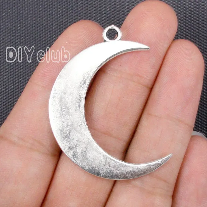 

20pcs-Antique Silver Tone Crescent Moon Charm Pendant 44x32mm
