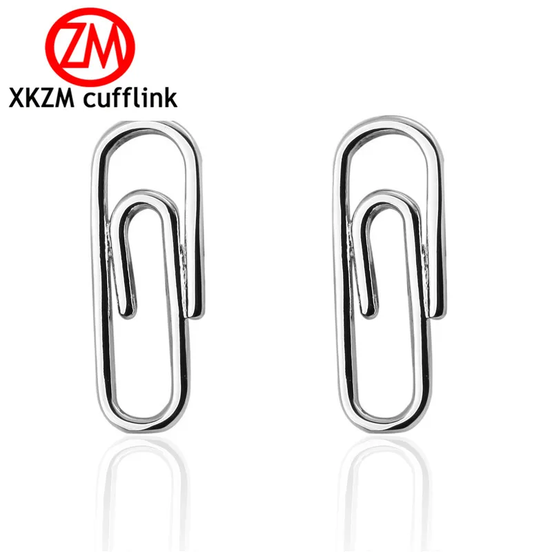 Formal Silvery Paper Clip Cufflink For Mens Suits Buttons Geometric Wedding Cufflink French