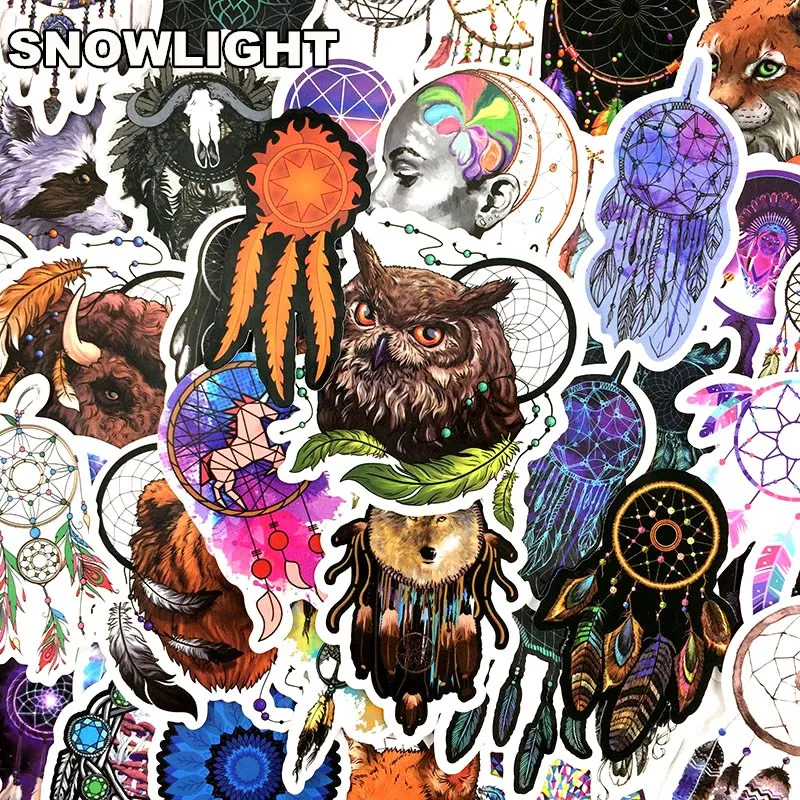 57PCS/set Colorful Dreamcatcher Totem Sticker For Suitcase Box Car Fridge Motorcycle Laptop Skateboard Waterproof Sticker