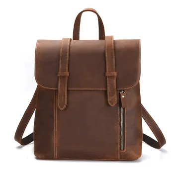 

vintage crazy horse genuine leather backpack bag mochilas escolares para adolescente meninas backpack school women man bag