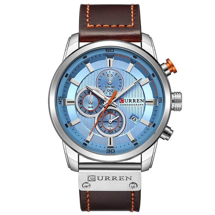 Топ бренд CURREN Роскошные Для мужчин часы для мужчин модный дизайн Для мужчин часы Водонепроницаемый спортивные наручные часы в стиле Casual мужские часы Relogio Masculino - Цвет: silver blue