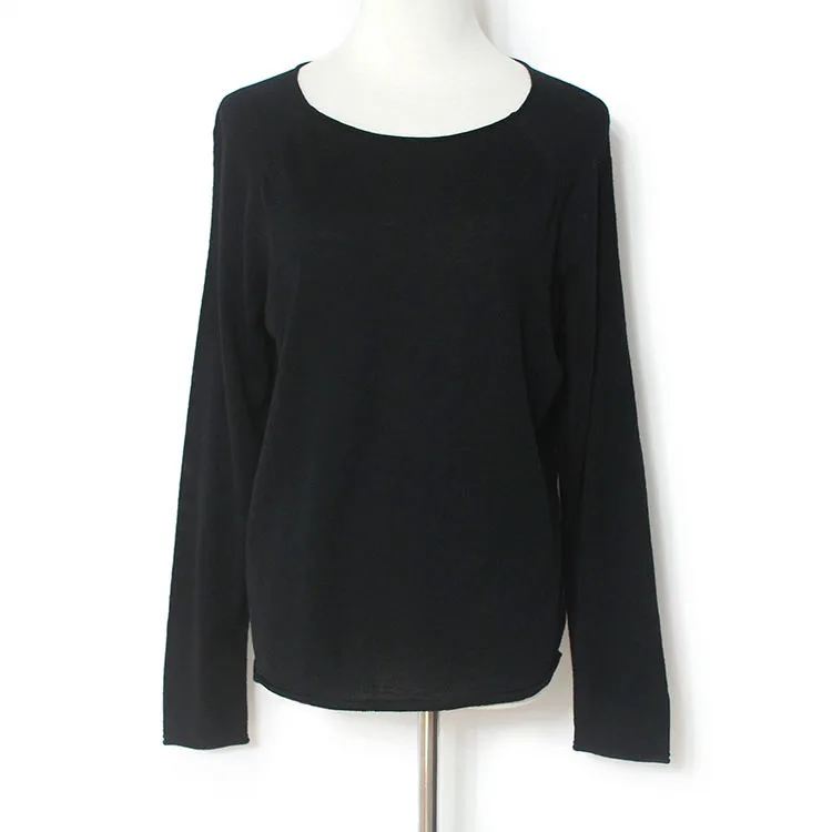 yuninyoyo  100% Pure Wool Long Sleeve Knitted top wutumn spring winter high-quality woman thin Sweater  various  pure colour