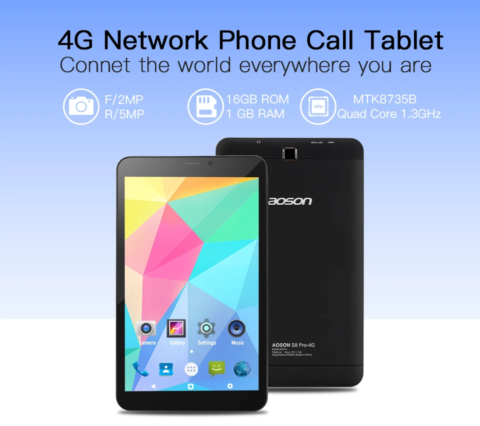 Aoson S8 PRO 8 дюймов 4G Телефонный звонок планшет Android 6,0 16 ГБ Встроенная память 1 ГБ Оперативная память SIM gps WI-FI бренд таблетки HD ips 800*1280 аксессуары