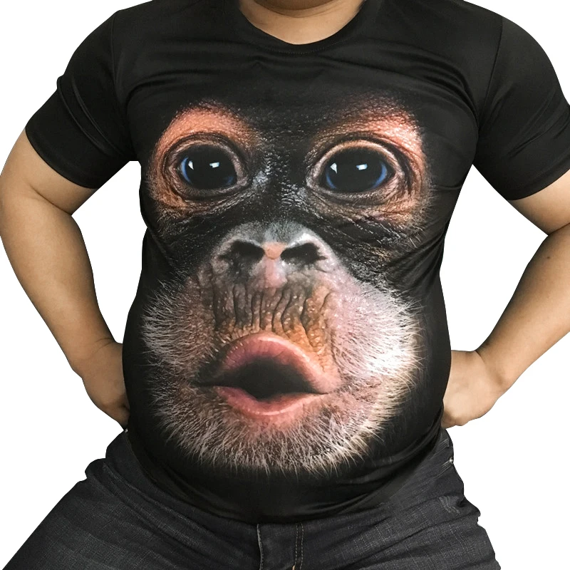 Funny 3D Gorilla Animal Printed Tee Shirt for Summer Fashion: Hip Hop Streetwear Tops for Men in Plus Sizes S-6XL image 5