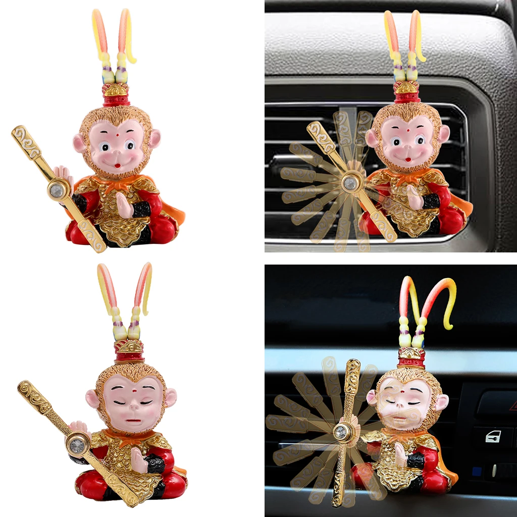 Monkey King Wukong Figure Ornaments Car Air Conditioner Vent Clip Perfume Freshener Diffuser Auto Interior Decorative Accessory