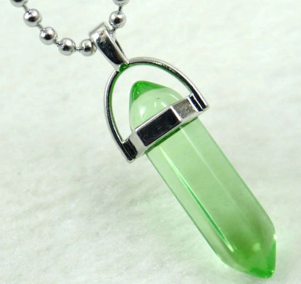 high quality Titanium Crystal pillar charms chakra Pendant stainless steel Necklace for women Fashion Jewelry Free shipping 1PCS