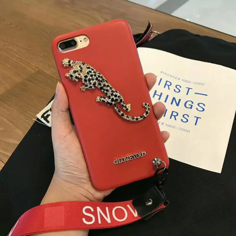 BotexBling 3D diy Алмазный леопардовый чехол для iphone 11 pro max чехол для iphone XS MAX XR X 6 6S 7 8 Plus ремешок на шею