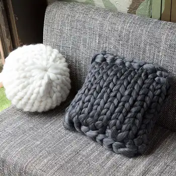 

Smelov Hand Woven Thick Line Pillow Home Decoration Knitting Wool Office Chair Soft Round Wool Cushion Pillow Kid Ball Toy