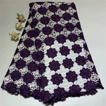

2019 African Laces Fabrics Embroidered Nigerian Guipure Lace Fabric French Cord Lace Fabric High-quality Stones Dress df65-1408