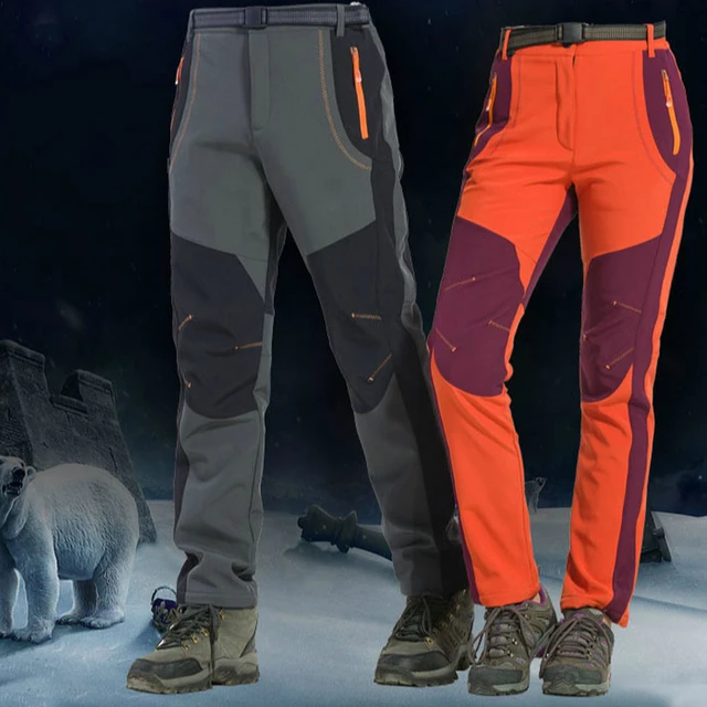 US $19.99 Toppick 2019 New Winter Men Women Hiking Pants Outdoor Softshell Trousers Waterproof Windproof Ther