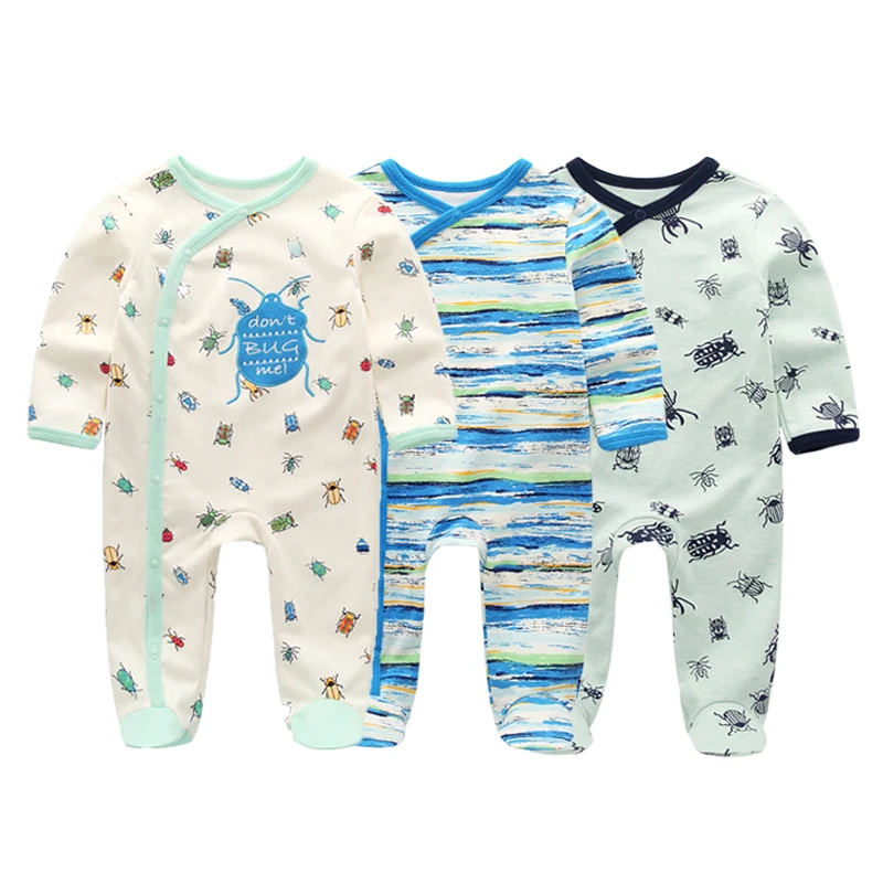 

2019 Newborn Unisex Cartoon Romper 3pcs Baby Long Sleeve Clothes Set O-neck Cotton Style Boys & Girls Overalls Pajamas