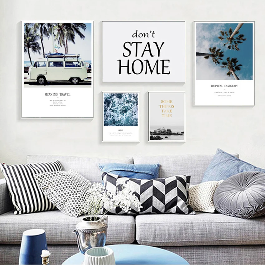 

Nordic Decoration Blue Sea Posters And Prints Wall Art Canvas Painting Lienzos Decorative Poster Canvas Art Unframed Picture