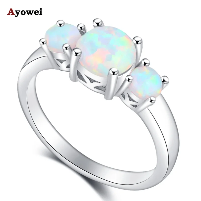 

Ayowei Rings for Women Best White Fire Opal Silver Stamped Rings Opal Fashion Jewelry for Women USA sz#5#6#7#8#9#10 OR855A
