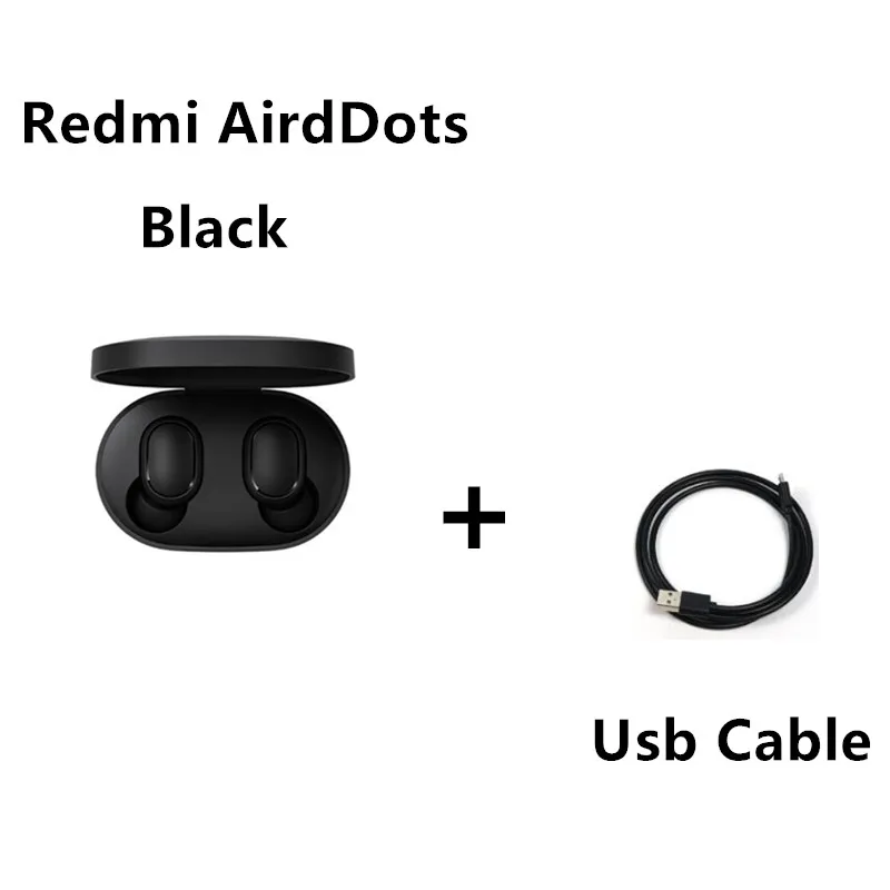 Xiaomi Redmi AirDots беспроводные стерео наушники Bluetooth 5,0 наушники с зарядным устройством наушники-вкладыши с микрофоном Handsfree наушники с управлением AI - Цвет: headset with cable