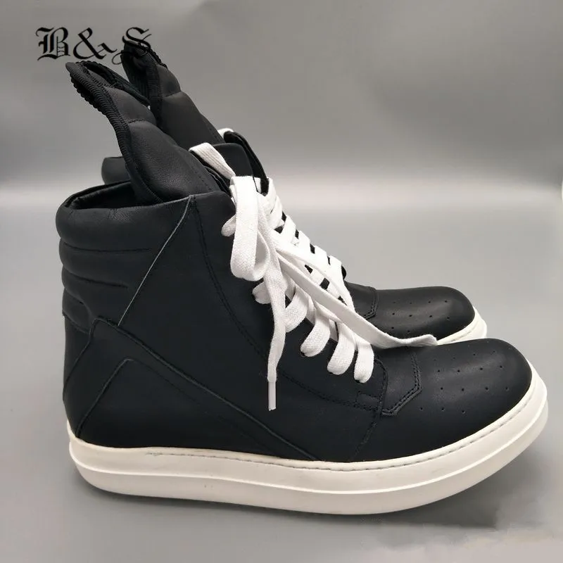 Черные и уличные мужские ботильоны с высоким берцем роскошные кроссовки в стиле хип-хоп из натуральной кожи повседневная обувь на плоской подошве, на шнуровке, на молнии, черного и белого цвета