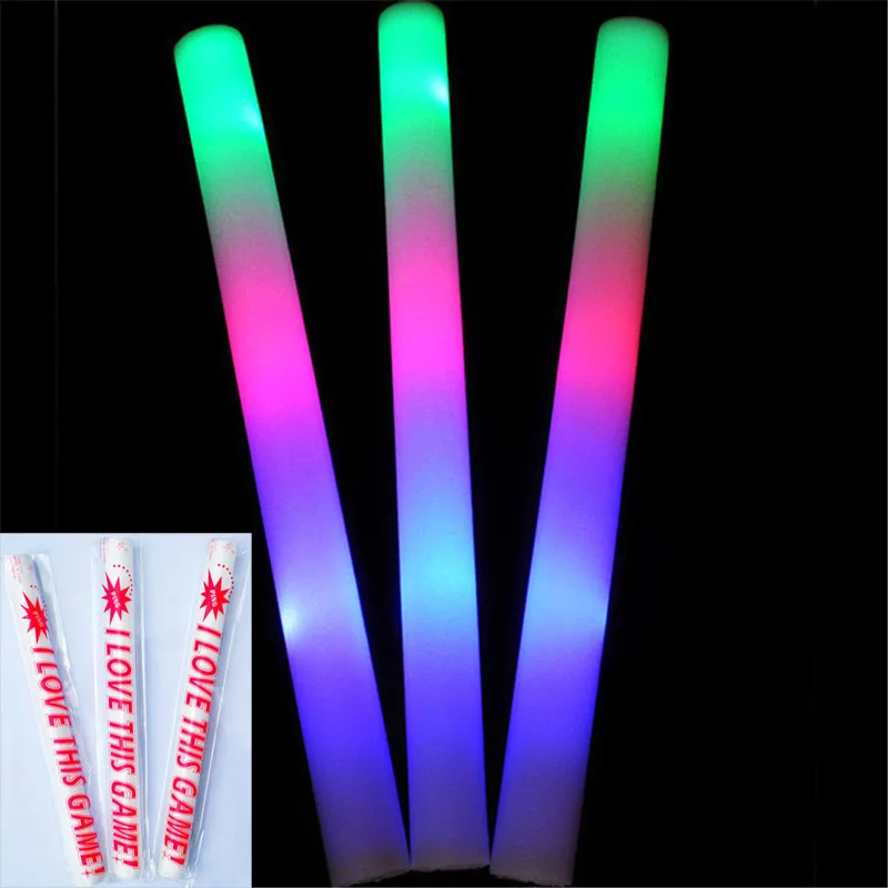 

12pcs Multicolor LED Foam glow sticks for wedding party Fans Cheering Foam Sticks Light Up Sponge Stick For Birthday Supplies