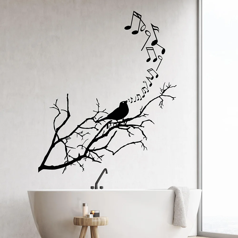 Songbird Bird On Branch Notes Music Vinyl Wall Decal Home Decor Living