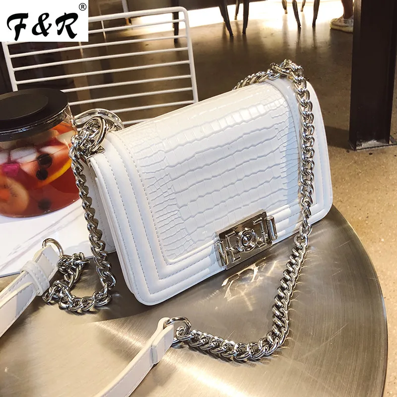

Luxury Design Women Chains Rivets Shoulder Crossbody Bags for Women Clutch Handbag Female Crocodile Pattern Leather Bag Channels