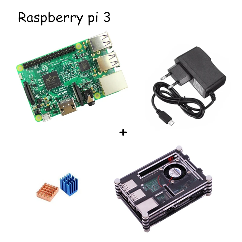 

HOT Nice 9 Layers Acrylic Case/Offical Case + Raspberry Pi 3 Model B + Heat Sinks Cooling Fan+2.5A Power Adapter