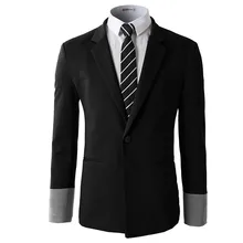 Классический мужской костюм куртка черный и серый отворот Кнопка деловая повседневная куртка и Мужская офисная куртка изготовленная на заказ