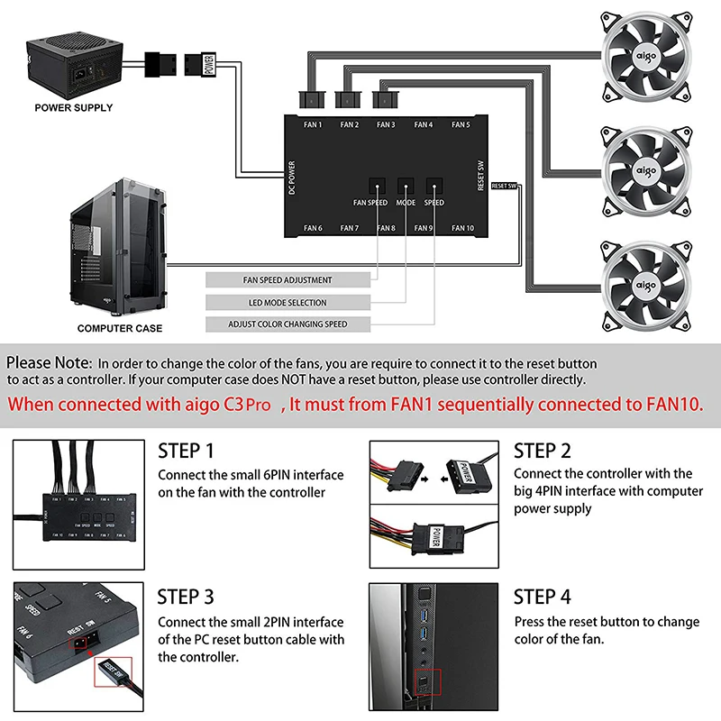 DarkFlash Aigo C3 чехол для компьютера PC Вентилятор охлаждения Aura Sync 3 P-5 V вентиляторы RGB Регулировка 120 мм тихий ИК-пульт дистанционного охлаждения светодиодный чехол вентилятор