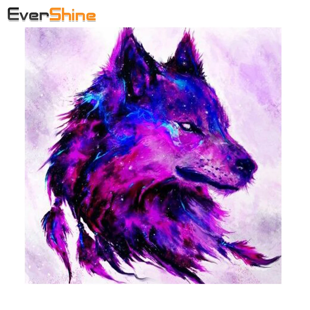 

EverShine Diamond Mosaic Animal Diamond Painting Wolf DIY Picture Of Rhinestones Handicraft Embroidery Resin Wall Decoration