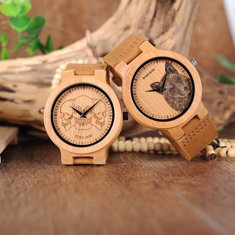 BOBO BIRD Men Wood Watches Women Top luxury Brand Design bamboo Wooden Wristwatches forLadies With Leather Bands in gift box