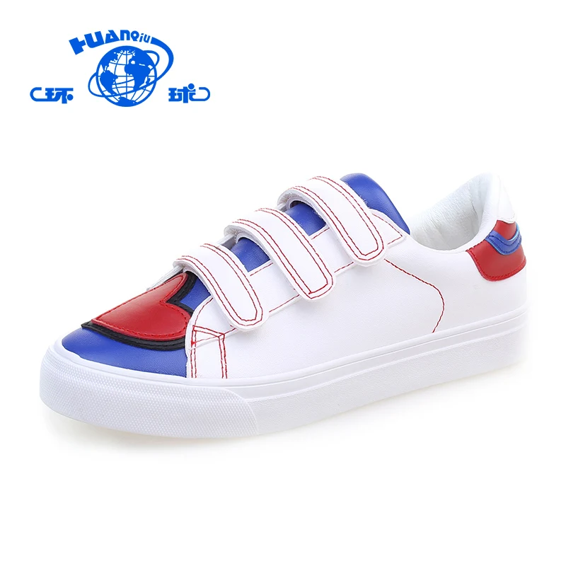 

HUANQIU 2017 Women's Canvas Shoes Hook Loop Flats with Love
