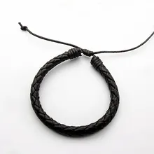 1500 шт./лот Регулируемый Черный Искусственная кожа Плетеный браслет Браслеты 20 см подходящие DIY