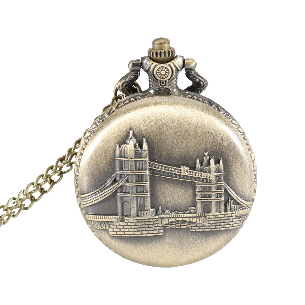 Винтажные часы с подвеской в виде моста в Лондонской башне, карманные часы с цепочкой, подарки lxh - Цвет: as show