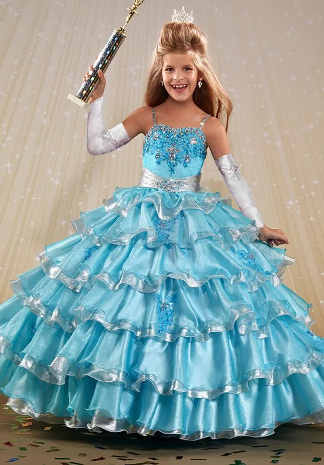 Colorful Flower Girl Dress Little Princess Kids Ball Gown -6461