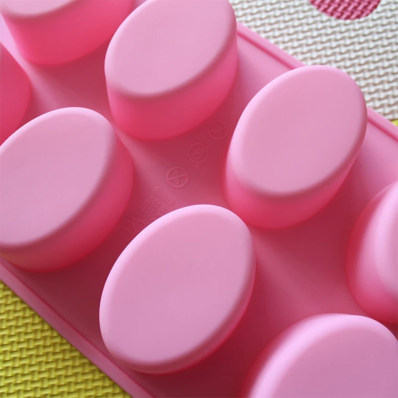 JX-LCLYL 8-Cavity Oval Shape Soap Mold Silicone Chocolate Cake Cookie DIY Fondant Mould
