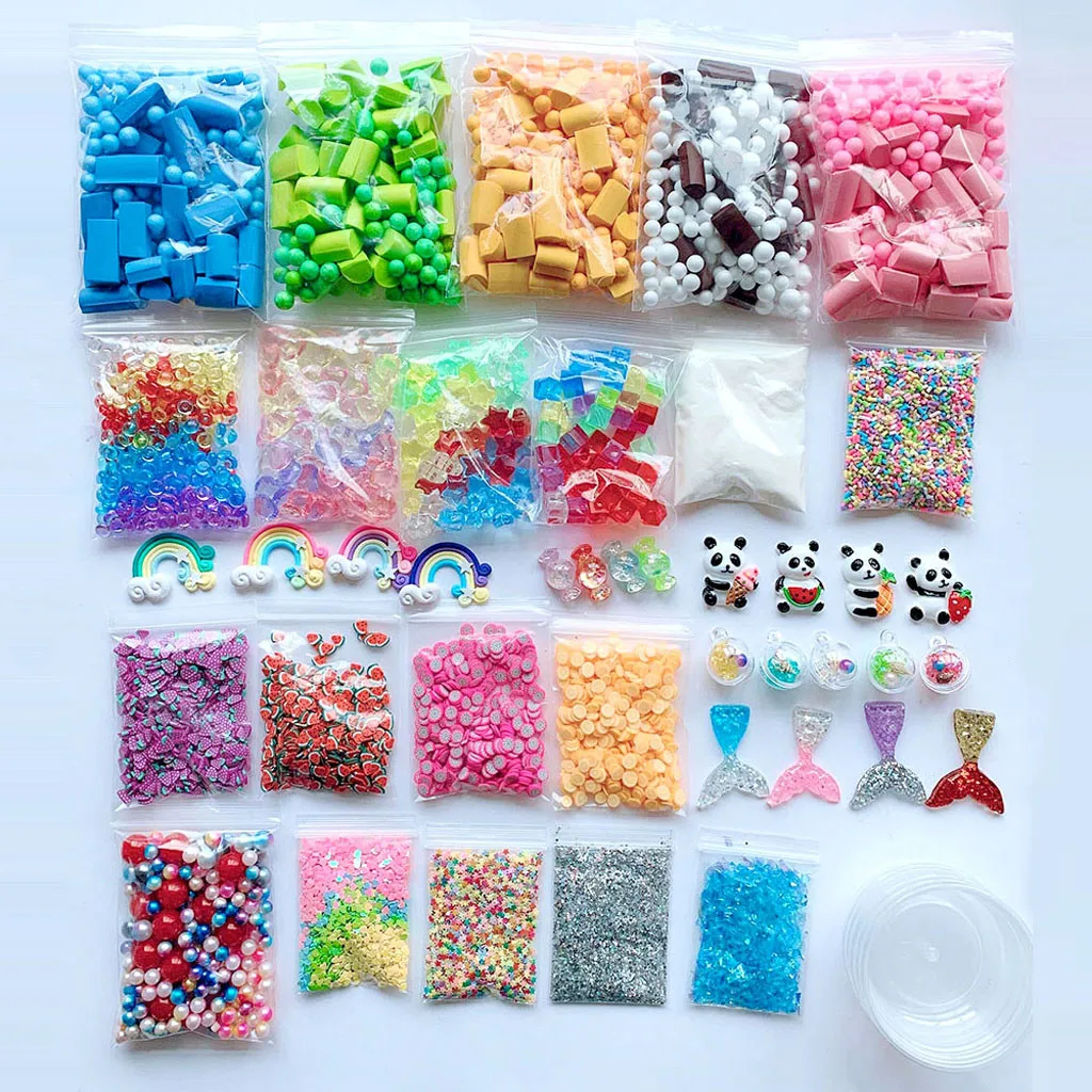 F6Q8 Espuma Bolas para slimecolorful Mini Espuma granos Surtido 3 Pack Para Niños Hágalo usted mismo