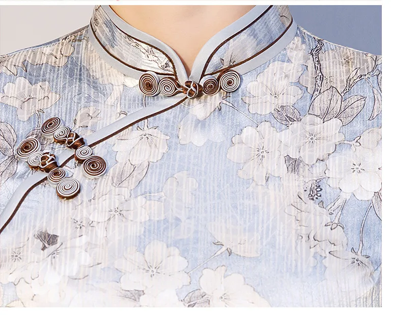 Sheng Coco китайский шелк Qi Pao Cheongsam платья корсет светло-голубые сексуальные женские Ципао для вечеринки Vestidos брюки, летние Qi Pao платья
