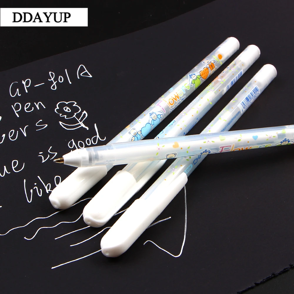 

4Pcs/lot 0.8mm White Ink Color Photo Album Gel Pen Stationery Office Learning Cute Pen Unisex Pen Gift