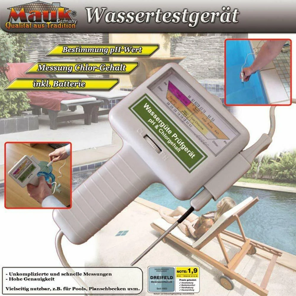 PC101 PH / CL2 Swimming Pool Thermal Water Tester PH Tester Chlorine Level Meter Water Quality Tester Monitor Whole