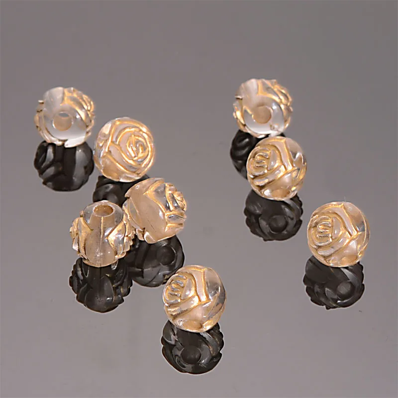 

New Arrival 10MM Plating Acrylic Antique Design Rose Spacer Loose Beads For Women Diy Bracelet Bangle Jewelry Making Accessories
