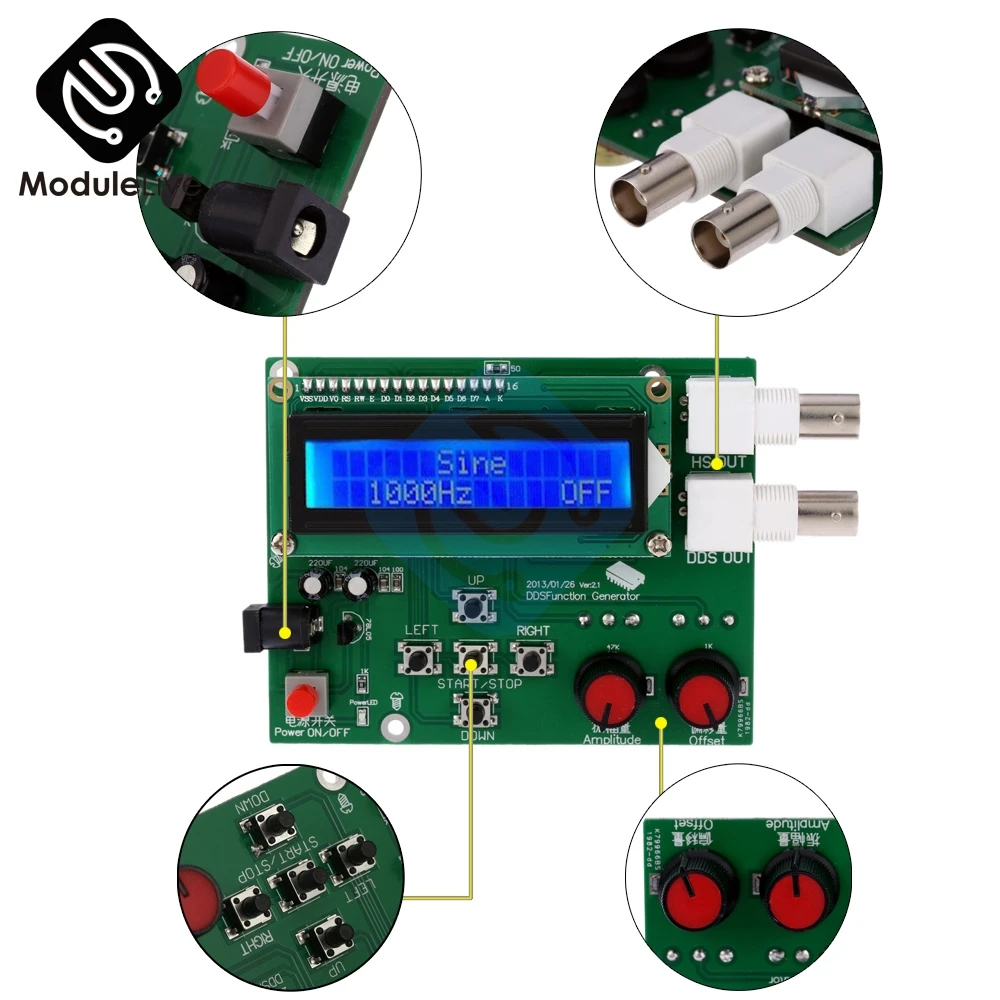 1 Гц-65534 Гц частотомер DDS функция генератор сигналов diy kit генератор частоты модуль синусоидальный квадратный пилообразный треугольник волна