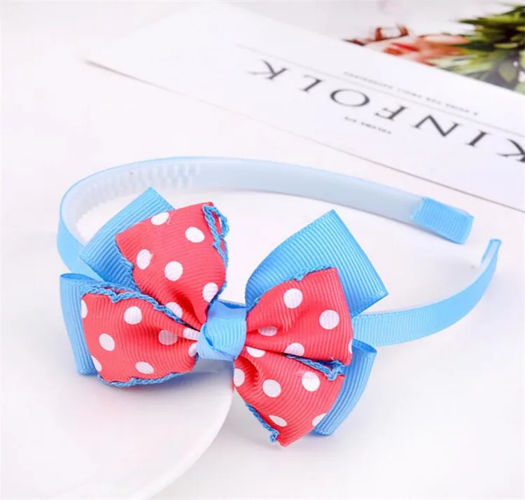 Девушки Дети Multil Цвета бантом Hairbands горошек с цветочным принтом лента повязка на