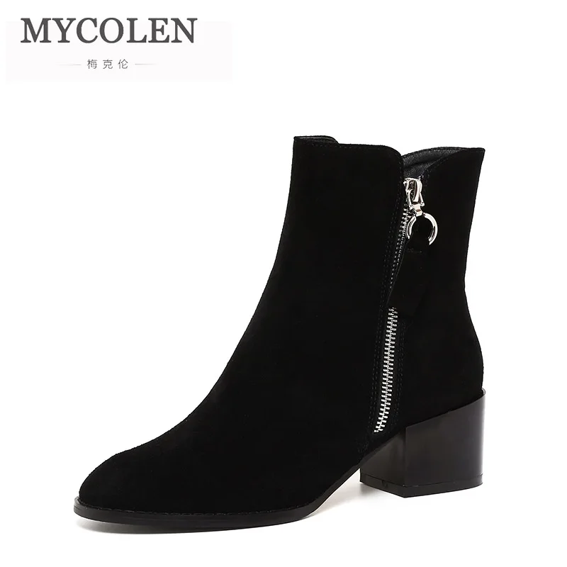 MYCOLEN 2018 Luxury Brand Top Fashion Shoes Women Cozy Chelsea Boots Warm Plush For Cold Winter Fashion Womens Ankle Boots