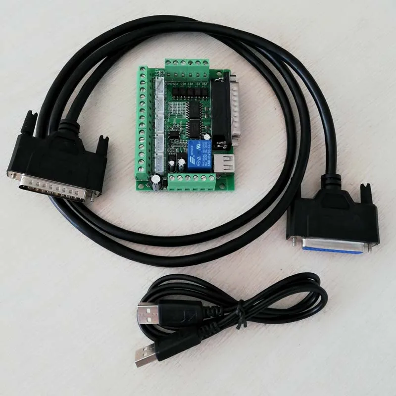 MACH3 Engraving machine 5 Axis cnc Breakout Board With Optical Coupler For Stepper Motor drive controller USB and parallel cable