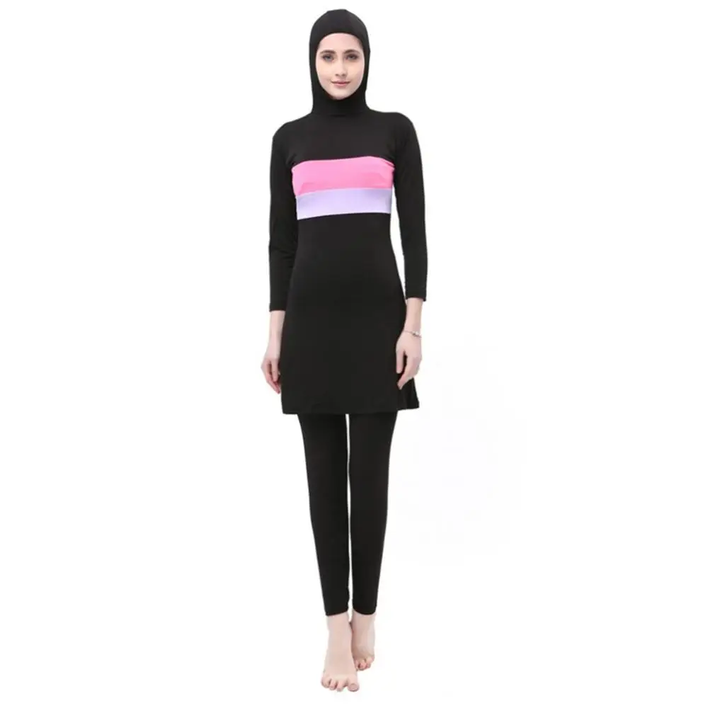 Type A Muslim Women 2 шт./компл. мусульманский Для женщин, одежда для купания для девочек, в полоску, с рисунком Исламской Толстовка купальник размера плюс Feminina Mujer Летний Пляжный Купальник - Цвет: Type A Muslim Women