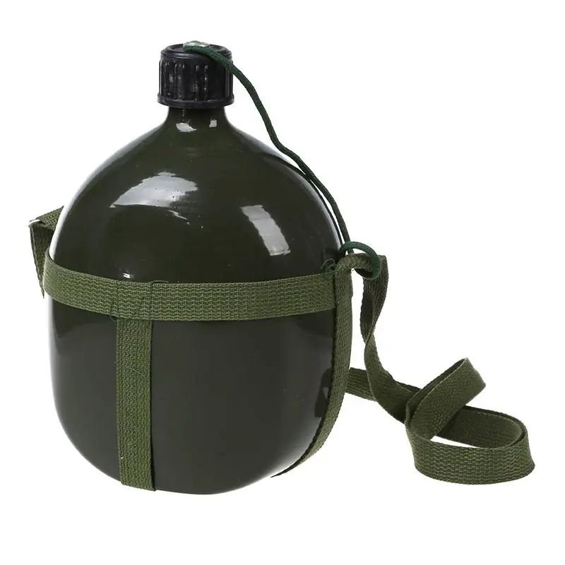 Походный 2,5л емкость Военная фляга чайник армейский зеленый с плечевым ремнем - Цвет: Army Green