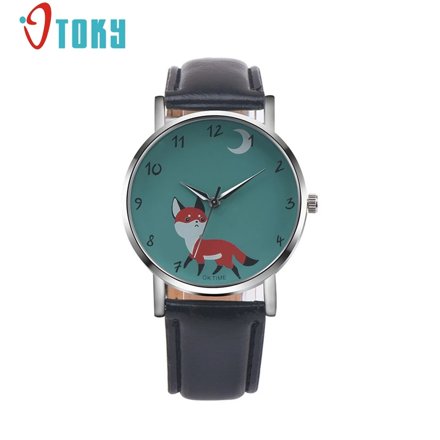 

OTOKY Retro Cartoon Fox Design Leather Band Analog Alloy Quartz Wrist Watch for women relogio feminino #30 Gift 1pc