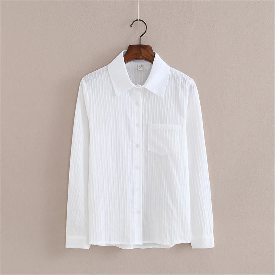 Женская блузка с V образным вырезом длинным рукавом и карманами|long sleeves women blouse|white